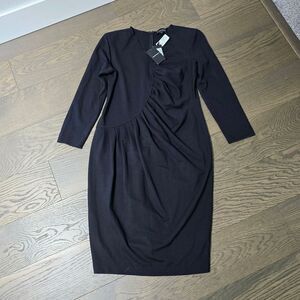 🆕️ Emporio Armani Round Ruched Pleat Long Sleeve Dress in Black